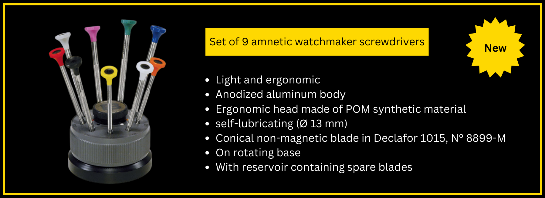 Set of 9 amnetic watchmaker screwdrivers